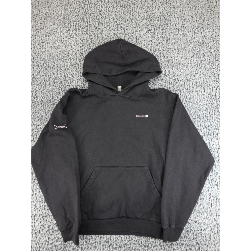 LA Apparel Ledger Pullover Hoodie‎ Men Medium Black Graphic Hoodie 14oz. Rare